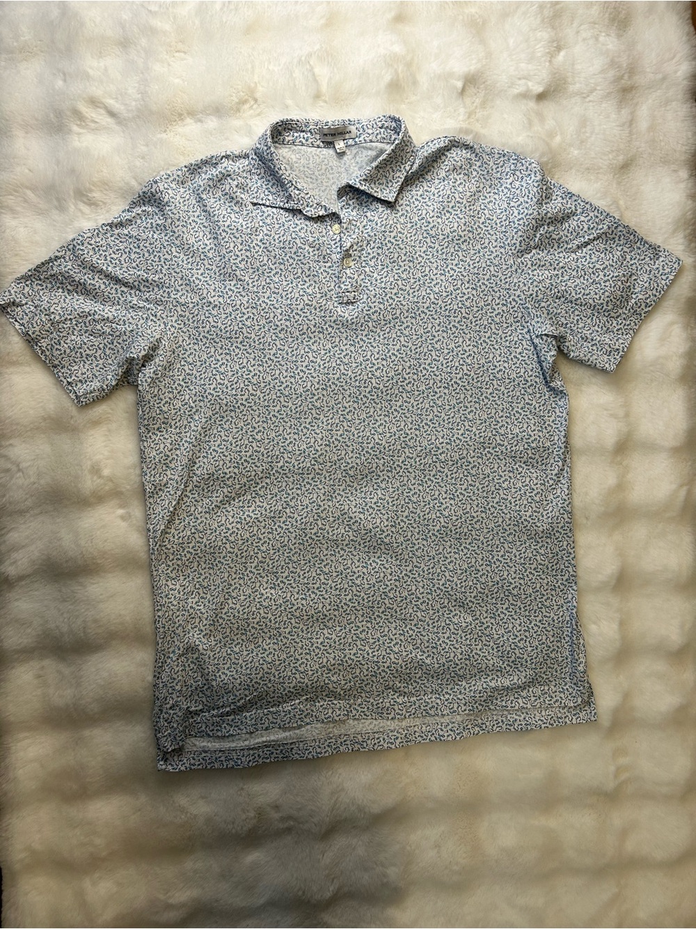 Peter Millar Blue Microprint (Sunglasses ) Pima Cotton Polo Shirt Pearl Buttons